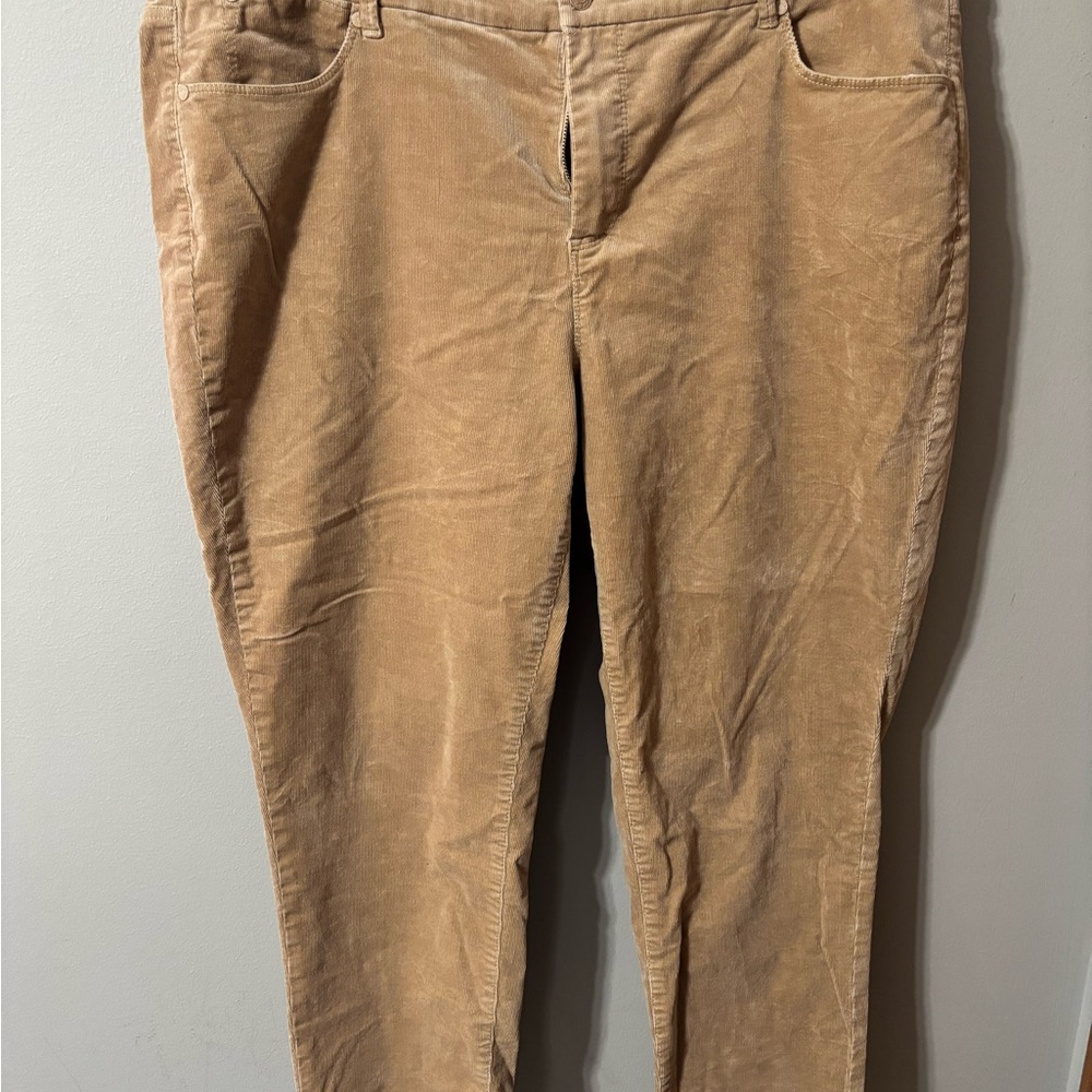 Talbots Beige Corduroy Ankle Pants with. Frayed edges - Picture 2 of 5